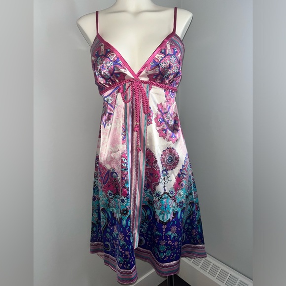 Guess Stretch Printed Pink & Purple Spring Summer Dress - Picture 1 of 8